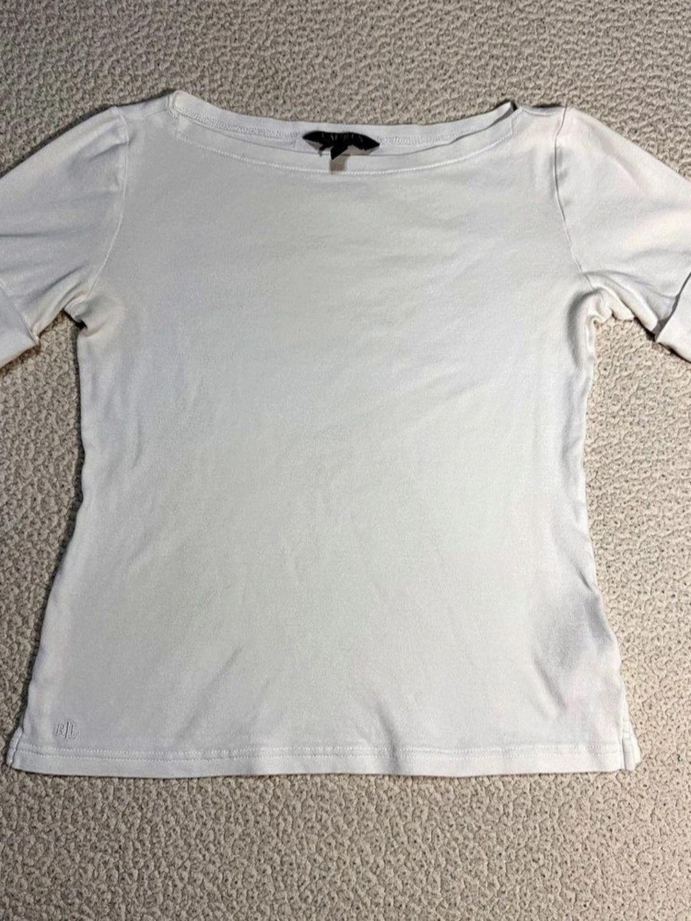 Lauren Ralph Lauren Stretch Cotton Boatneck Tee White Small